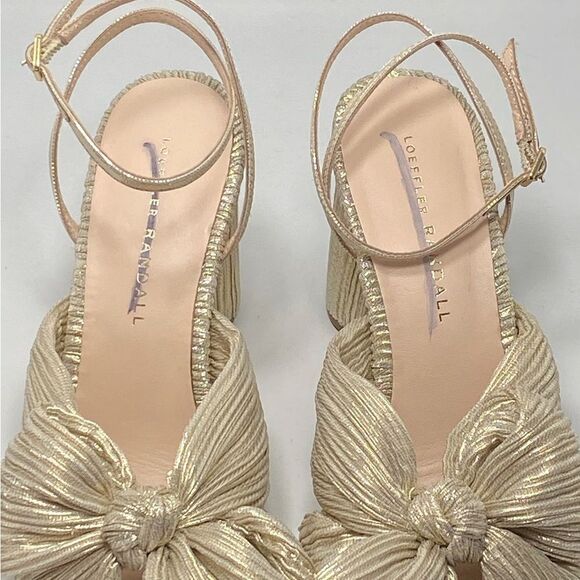 Loeffler Randall Camellia Knotted Lamé Sandals size 6.5 - Picture 8 of 12